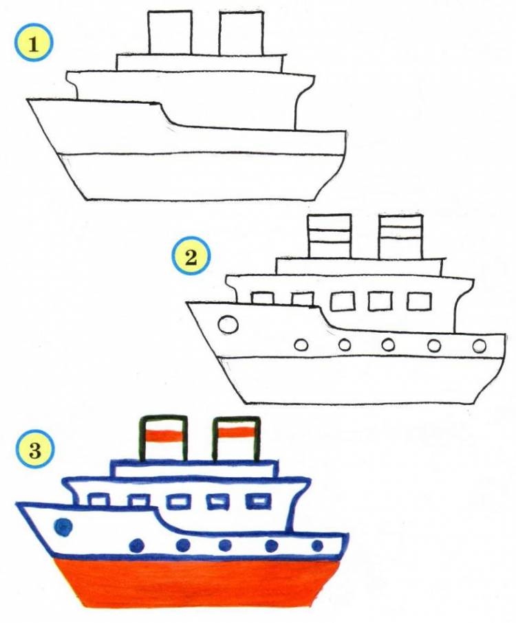 Как нарисовать пиратский корабль карандашом поэтапно
