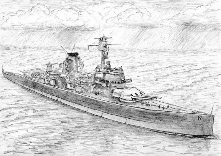 Военный корабль рисунок карандашом