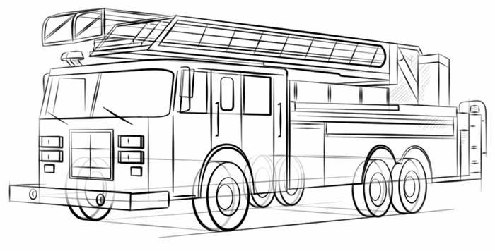 Пожарная машина рисунок карандашом Рисунки карандашом поэтапно