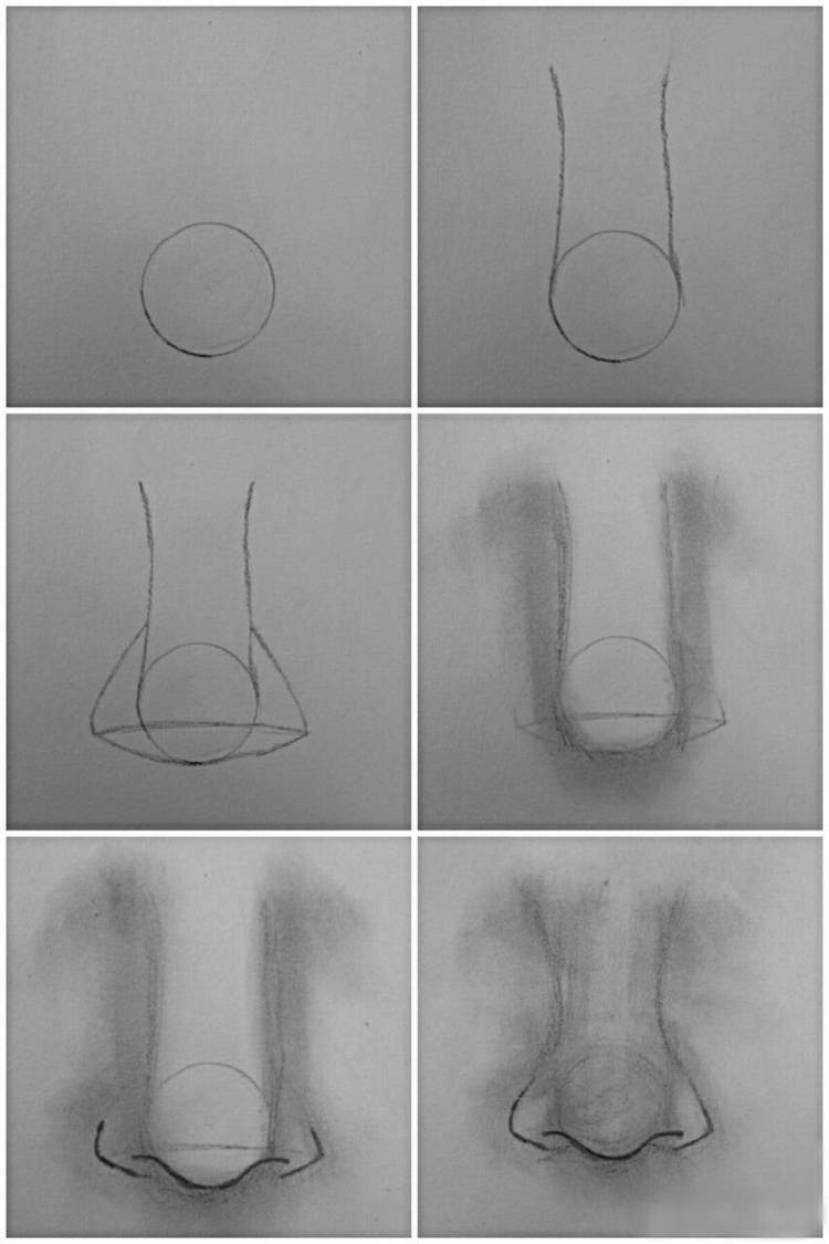 Нос карандашом поэтапно для начинающих