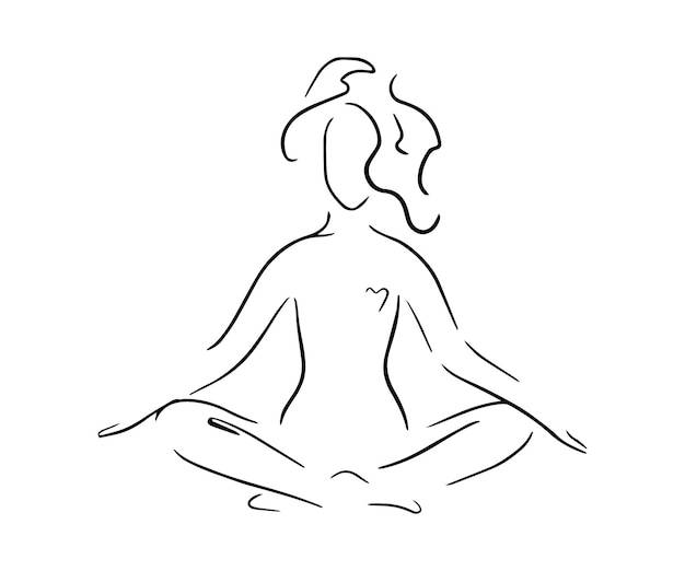 Женщина в позе лотоса векторная иллюстрация линейного стиля йога поза иконка плоской линии простой знак