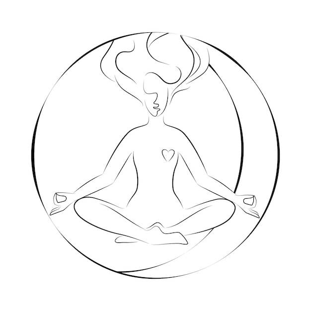 Женщина в позе лотоса векторная иллюстрация линейного стиля йога представляет собой иконку плоской линии
